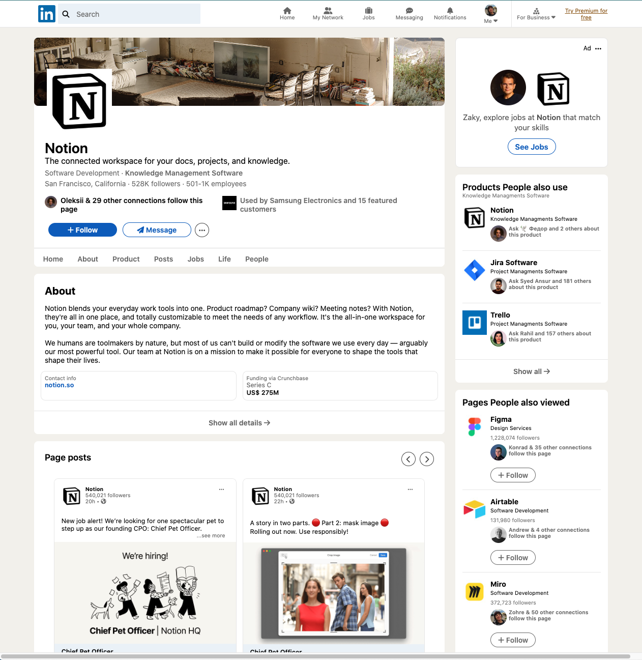 Linkedin mock page project img